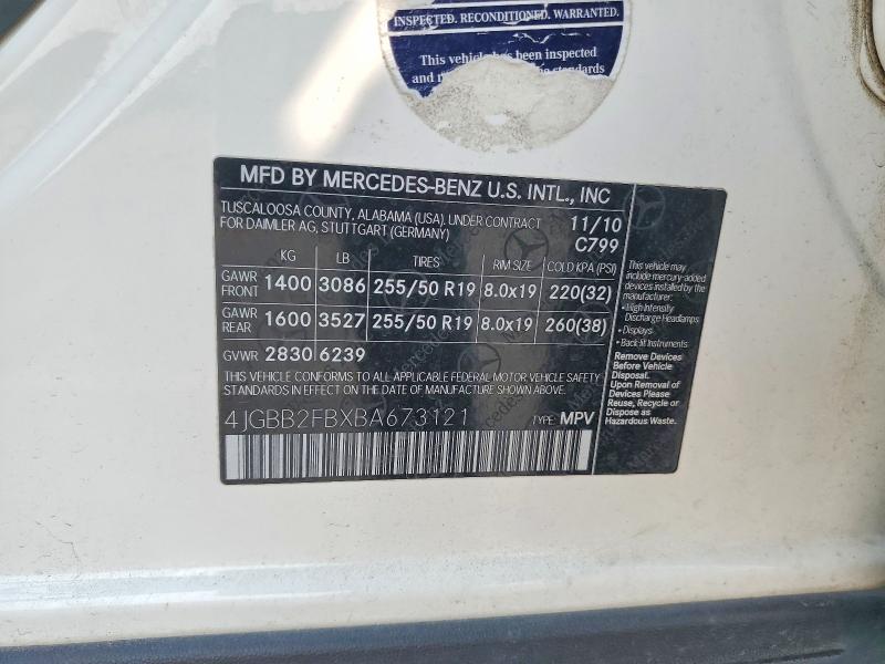 Продажа на аукционе авто 2011 Mercedes-benz Ml, vin: 4JGBB2FBXBA673121, номер лота: 64790946