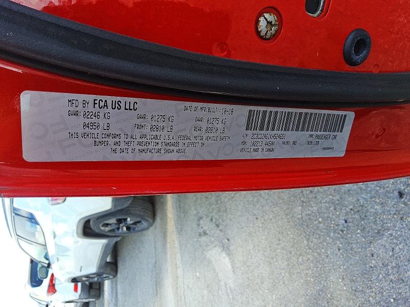 2019 Dodge Challenger მანქანა იყიდება აუქციონზე, vin: 2C3CDZAG1KH524651, აუქციონის ნომერი: 67093896