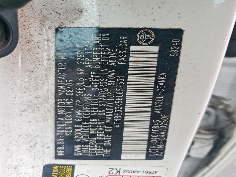 Aukcja sprzedaży 2006 Toyota Camry, vin: 4T1BE32K56U657531, numer aukcji: 64343696