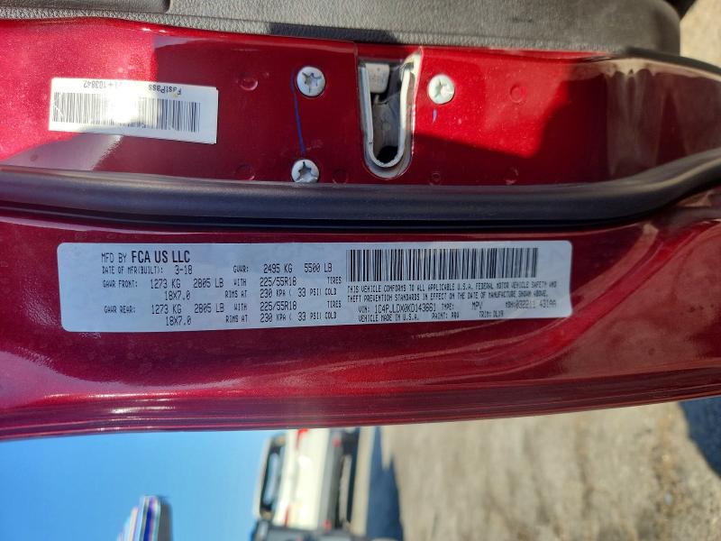 Aukcja sprzedaży 2019 Jeep Cherokee, vin: 1C4PJLDX0KD143661, numer aukcji: 66612546