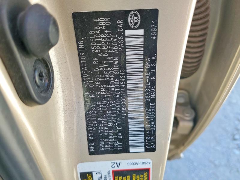 Продажа на аукционе авто 2012 Toyota Avalon, vin: 4T1BK3DB2CU454243, номер лота: 63393736