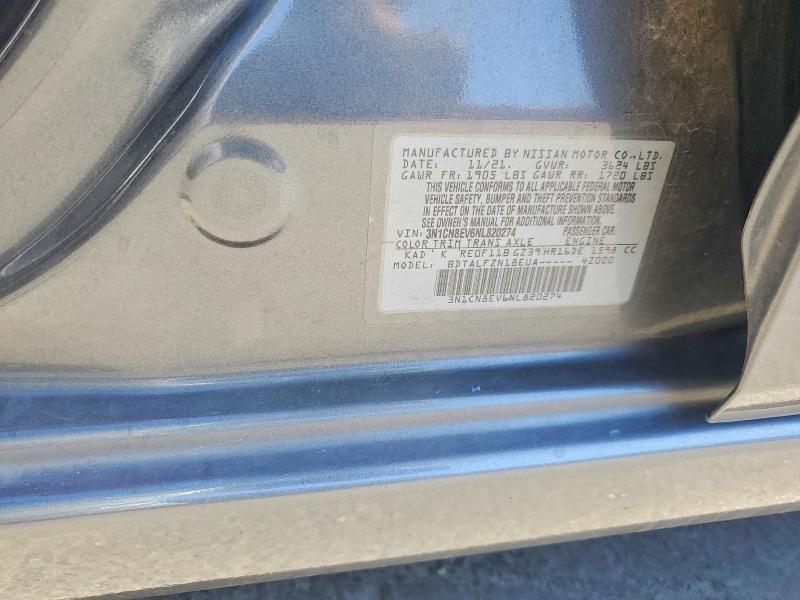 66942976 :رقم المزاد ، 3N1CN8EV6NL820274 vin ، 2022 Nissan Versa مزاد بيع