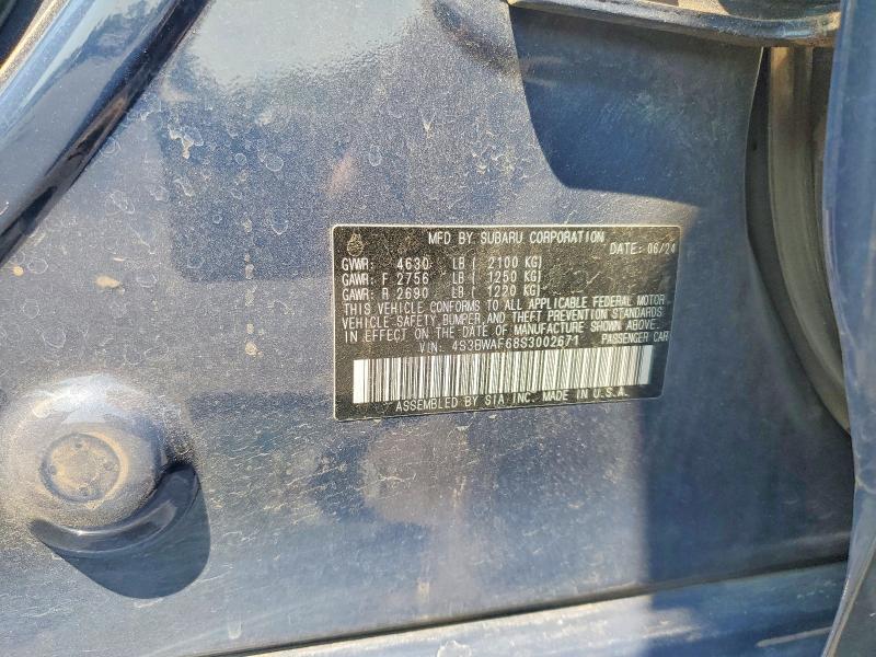 2025 Subaru Legacy მანქანა იყიდება აუქციონზე, vin: 4S3BWAF68S3002671, აუქციონის ნომერი: 65703836