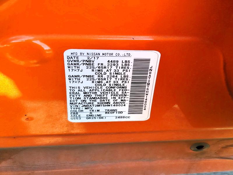 Aukcja sprzedaży 2017 Nissan Rogue, vin: JN8AT2MT5HW148024, numer aukcji: 65328846