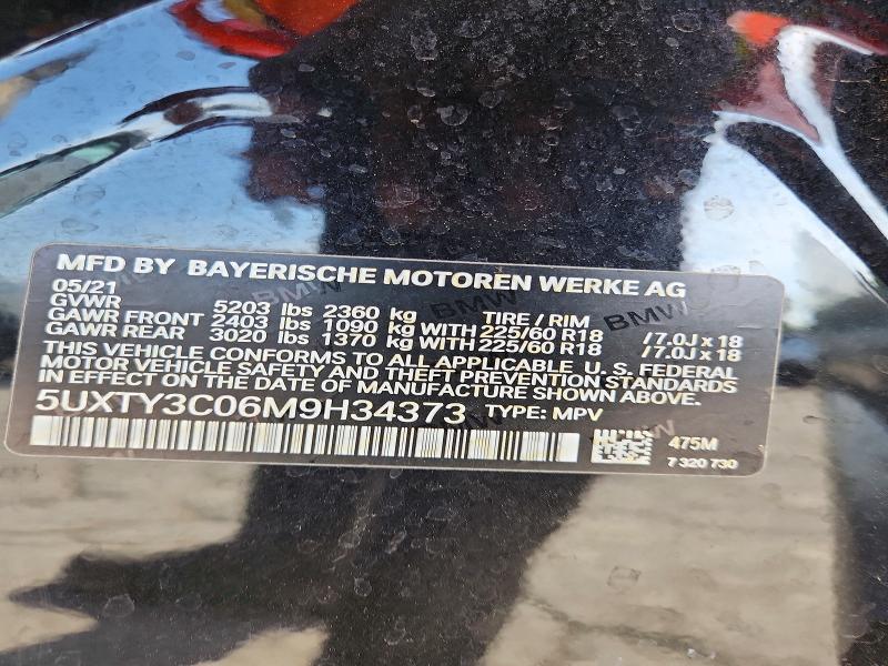 Aukcja sprzedaży 2021 Bmw X3, vin: 5UXTY3C06M9H34373, numer aukcji: 64561896