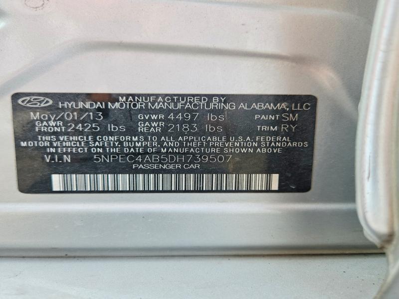 2013 Hyundai Sonata მანქანა იყიდება აუქციონზე, vin: 5NPEC4AB5DH739507, აუქციონის ნომერი: 66301376