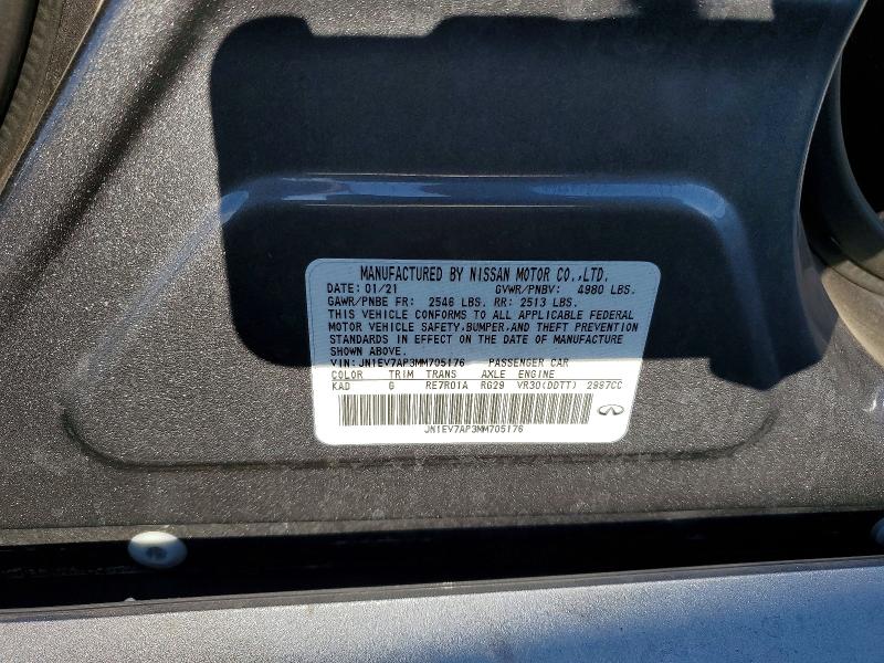 2021 Infiniti Q50 მანქანა იყიდება აუქციონზე, vin: JN1EV7AP3MM705176, აუქციონის ნომერი: 64222676