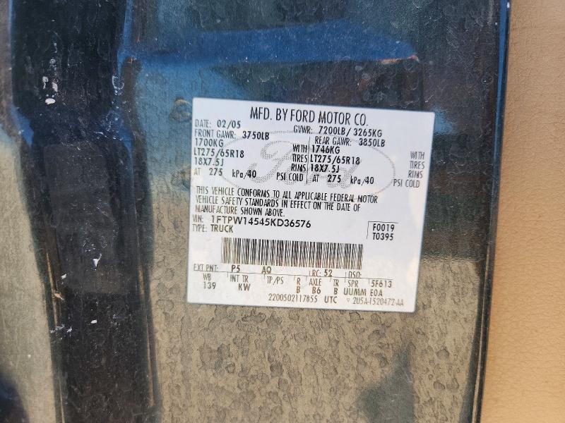 2005 Ford F150 მანქანა იყიდება აუქციონზე, vin: 1FTPW14545KD36576, აუქციონის ნომერი: 62627266