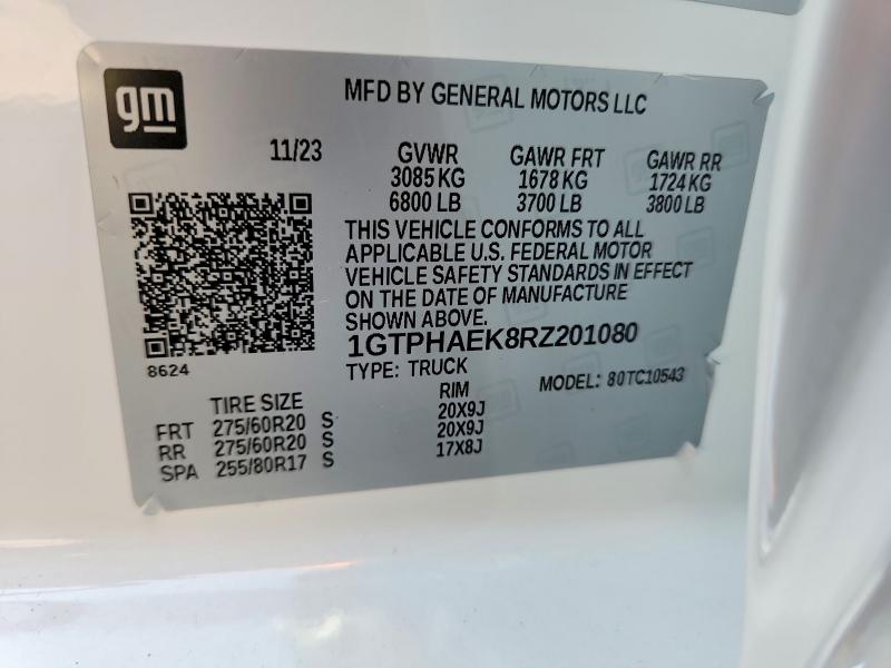 Продаж на аукціоні авто 2024 Gmc Sierra, vin: 1GTPHAEK8RZ201080, номер лоту: 64631336