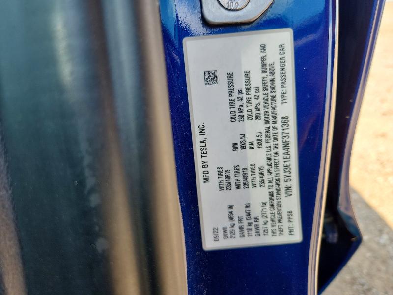 64433186 :رقم المزاد ، 5YJ3E1EA4NF371368 vin ، 2022 Tesla Model 3 مزاد بيع