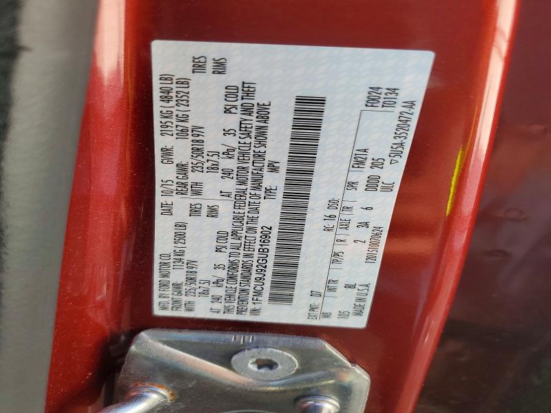 66454606 :رقم المزاد ، 1FMCU9J92GUB16902 vin ، 2016 Ford Escape مزاد بيع