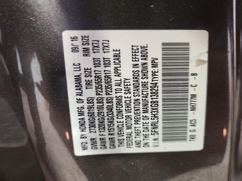 Aukcja sprzedaży 2016 Honda Odyssey, vin: 5FNRL5H3XGB138294, numer aukcji: 63615366