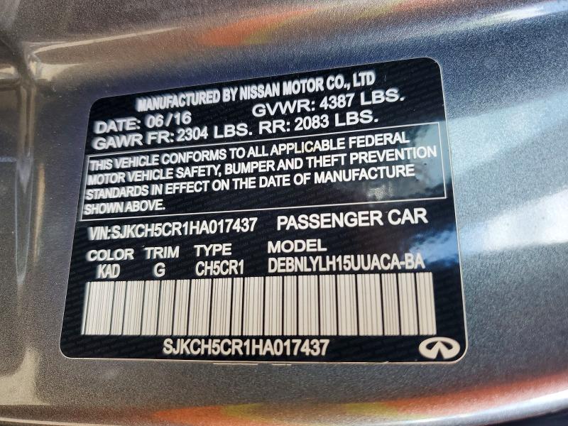 Auction sale of the 2017 Infiniti Qx30, vin: SJKCH5CR1HA017437, lot number: 66407076