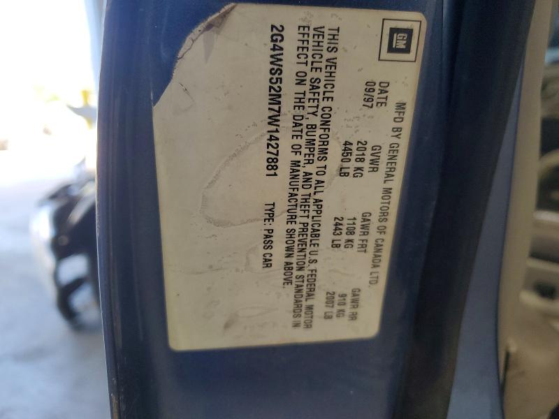 1998 Buick Century მანქანა იყიდება აუქციონზე, vin: 2G4WS52M7W1427881, აუქციონის ნომერი: 65448726