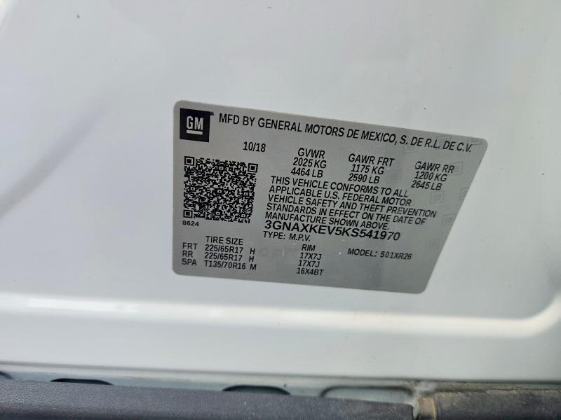 66733106 :رقم المزاد ، 3GNAXKEV5KS541970 vin ، 2019 Chevrolet Equinox مزاد بيع