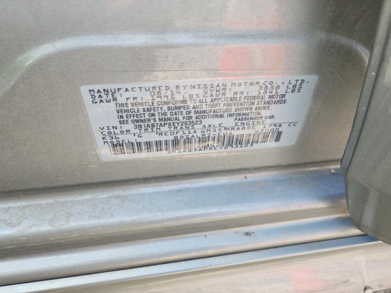 63576506 :رقم المزاد ، 3N1AB7APXEY293523 vin ، 2014 Nissan Sentra مزاد بيع