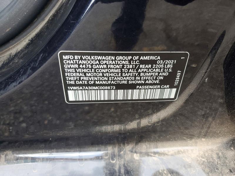 Продаж на аукціоні авто 2021 Volkswagen Passat, vin: 1VWSA7A30MC008673, номер лоту: 65025916