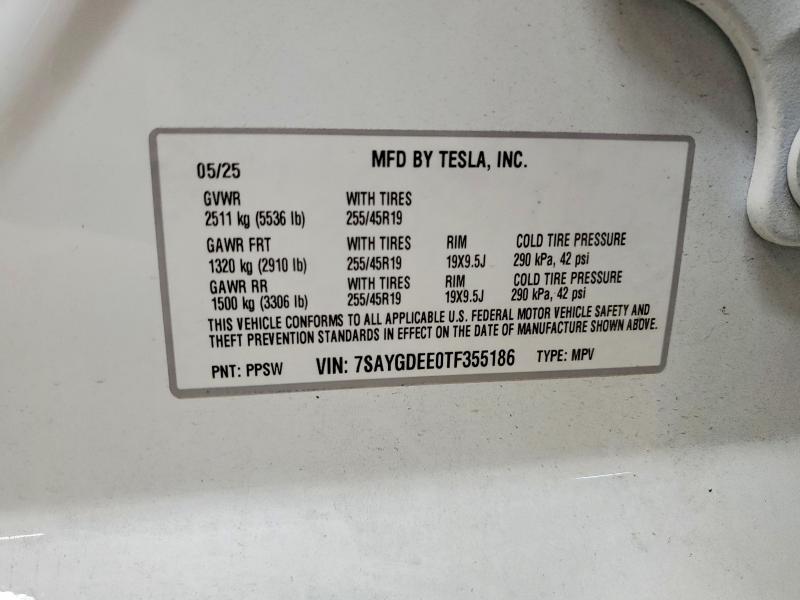 2026 Tesla Model Y მანქანა იყიდება აუქციონზე, vin: 7SAYGDEE0TF355186, აუქციონის ნომერი: 66004326