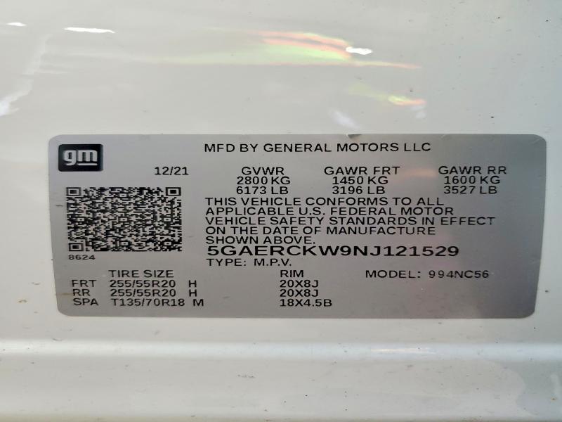 Aukcja sprzedaży 2022 Buick Enclave, vin: 5GAERCKW9NJ121529, numer aukcji: 64900776