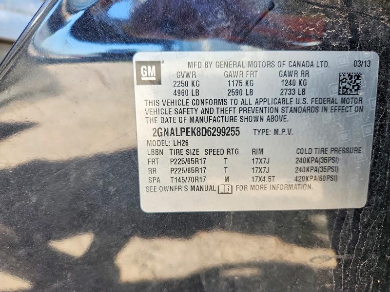 62580576 :رقم المزاد ، 2GNALPEK8D6299255 vin ، 2013 Chevrolet Equinox مزاد بيع