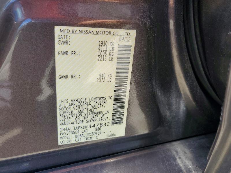 Продажа на аукционе авто 2013 Nissan Altima, vin: 1N4AL3APXDN447832, номер лота: 64064726