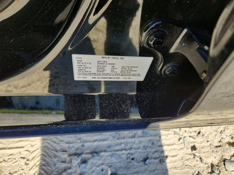 2021 Tesla Model Y მანქანა იყიდება აუქციონზე, vin: 5YJYGDEF8MF227091, აუქციონის ნომერი: 65169866