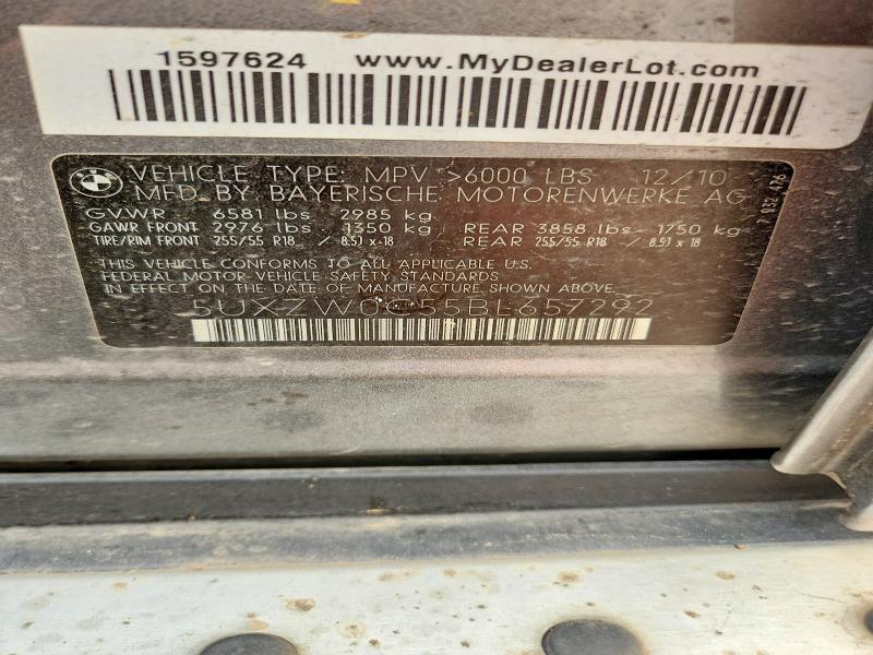 Продаж на аукціоні авто 2011 Bmw X5, vin: 5UXZW0C55BL657292, номер лоту: 63602346