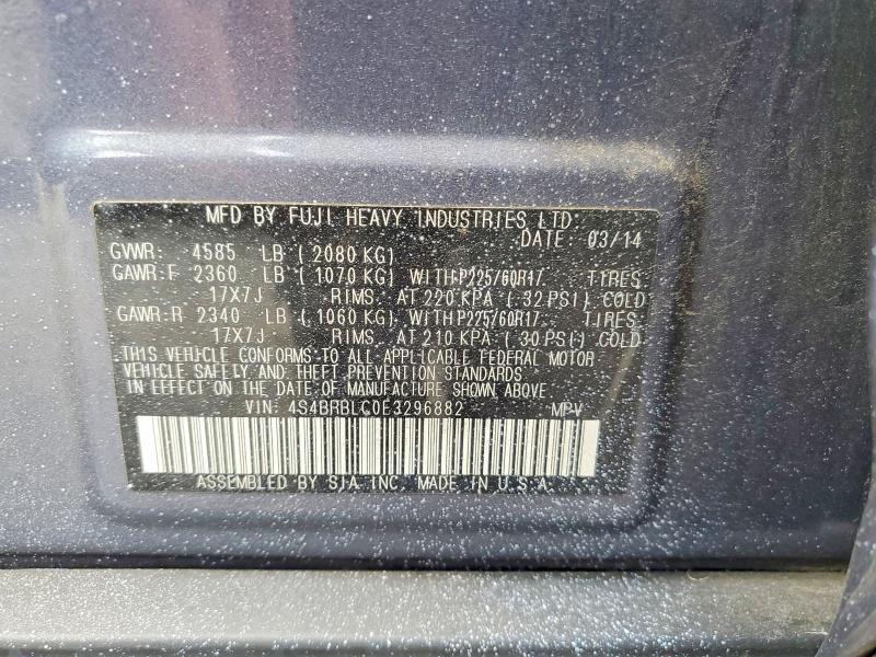 Продаж на аукціоні авто 2014 Subaru Outback, vin: 4S4BRBLC0E3296882, номер лоту: 65187836