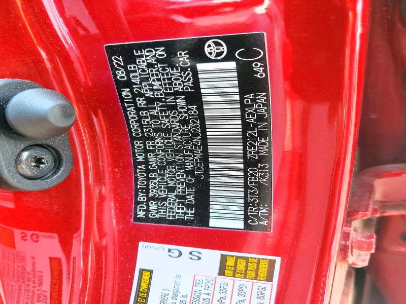 Aukcja sprzedaży 2022 Toyota Corolla, vin: JTDEPMAE4NJ232184, numer aukcji: 63372926