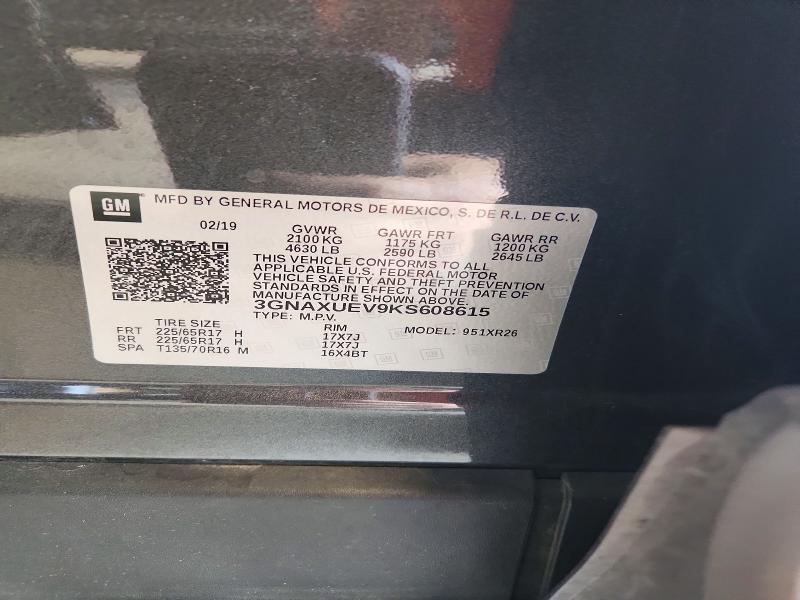 Продажа на аукционе авто 2019 Chevrolet Equinox, vin: 3GNAXUEV9KS608615, номер лота: 65300866
