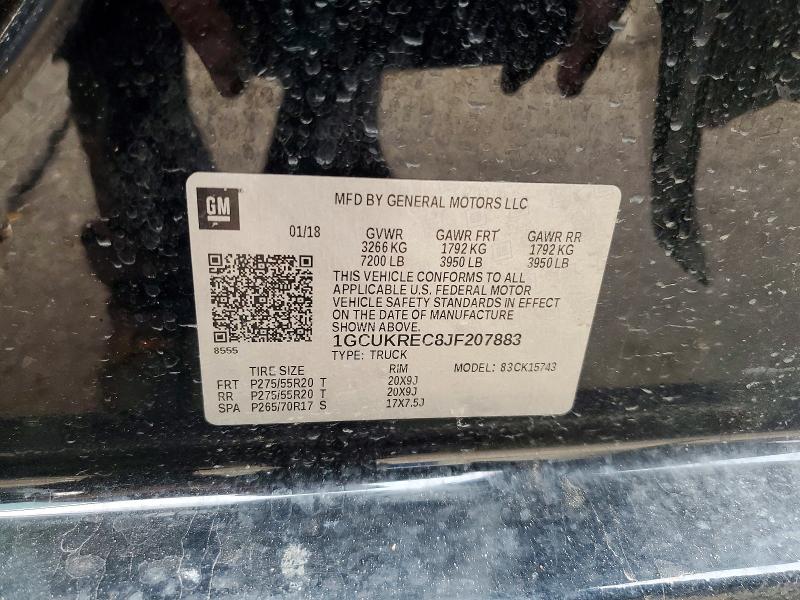 Auction sale of the 2018 Chevrolet Silverado, vin: 1GCUKREC8JF207883, lot number: 63670096