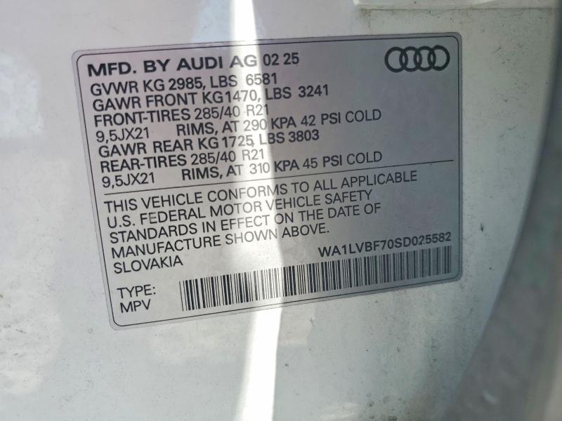 Aukcja sprzedaży 2025 Audi Q7, vin: WA1LVBF70SD025582, numer aukcji: 65271426
