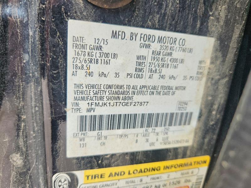 Продаж на аукціоні авто 2016 Ford Expedition, vin: 1FMJK1JT7GEF27877, номер лоту: 65279366