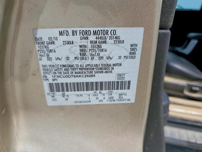 Продажа на аукционе авто 2010 Ford Escape, vin: 1FMCU0D79AKC29285, номер лота: 64372426