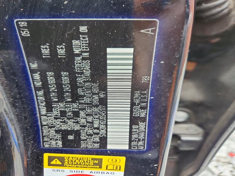 Aukcja sprzedaży 2018 Toyota Highlander, vin: 5TDKZRFH2JS545177, numer aukcji: 65911656