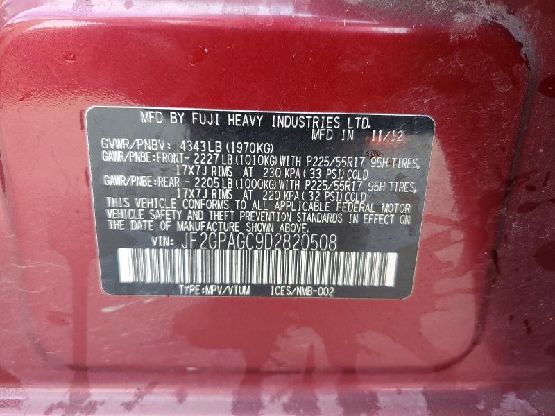 Продажа на аукционе авто 2013 Subaru Xv Crosstrek, vin: JF2GPAGC9D2820508, номер лота: 66290006