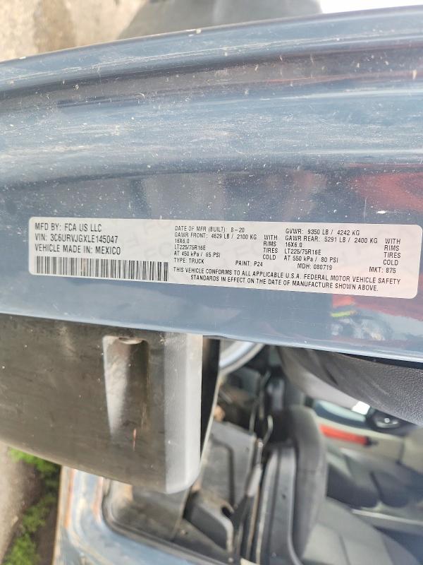 Продаж на аукціоні авто 2020 Ram Promaster 3500, vin: 3C6URVJGXLE145047, номер лоту: 64734876