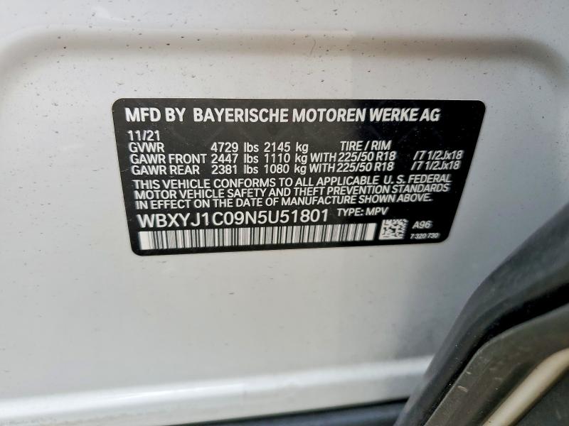 Auction sale of the 2022 Bmw X2, vin: WBXYJ1C09N5U51801, lot number: 63927266