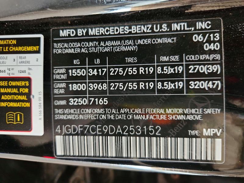 Aukcja sprzedaży 2013 Mercedes-benz Gl, vin: 4JGDF7CE9DA253152, numer aukcji: 66982066