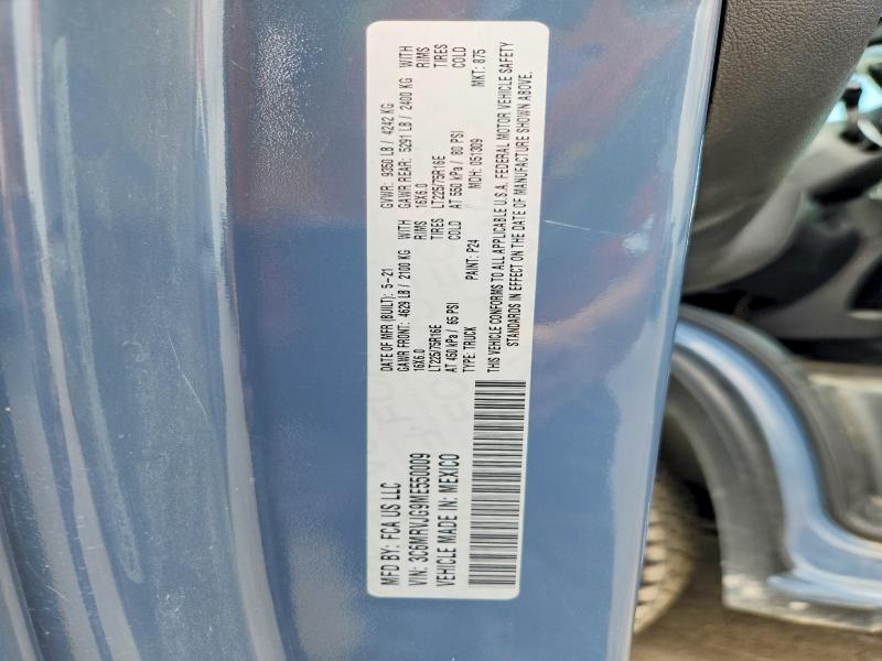 Продаж на аукціоні авто 2021 Ram Promaster 3500, vin: 3C6MRVJG9ME550009, номер лоту: 65958676