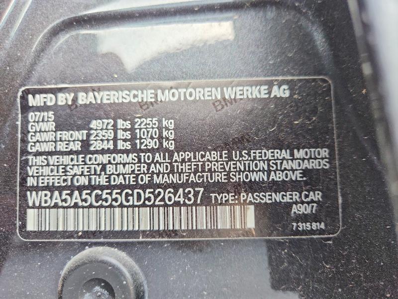 2016 Bmw 528 მანქანა იყიდება აუქციონზე, vin: WBA5A5C55GD526437, აუქციონის ნომერი: 64691746