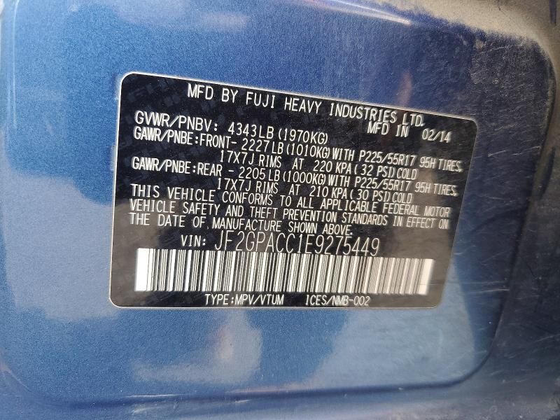 65730196 :رقم المزاد ، JF2GPACC1E9275449 vin ، 2014 Subaru Xv Crosstrek مزاد بيع