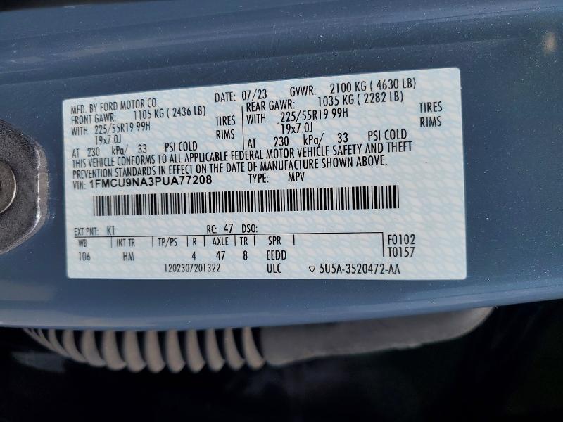 Продаж на аукціоні авто 2023 Ford Escape, vin: 1FMCU9NA3PUA77208, номер лоту: 65131816
