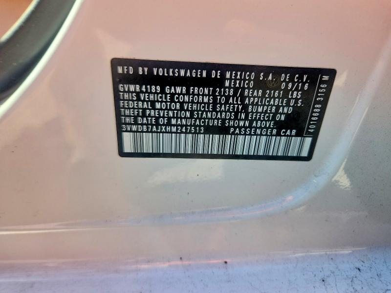 Продаж на аукціоні авто 2017 Volkswagen Jetta, vin: 3VWDB7AJXHM247513, номер лоту: 65106706