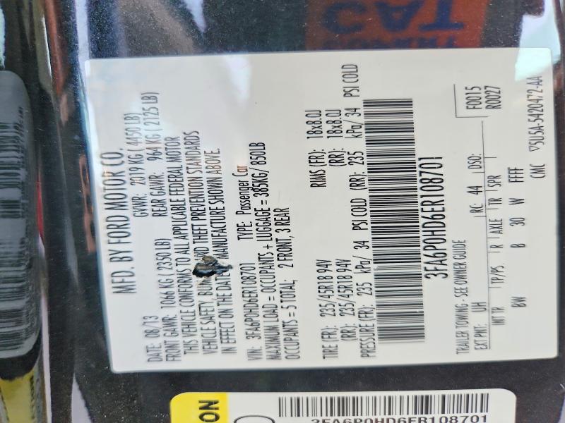 63389146 :رقم المزاد ، 3FA6P0HD6ER108701 vin ، 2014 Ford Fusion مزاد بيع