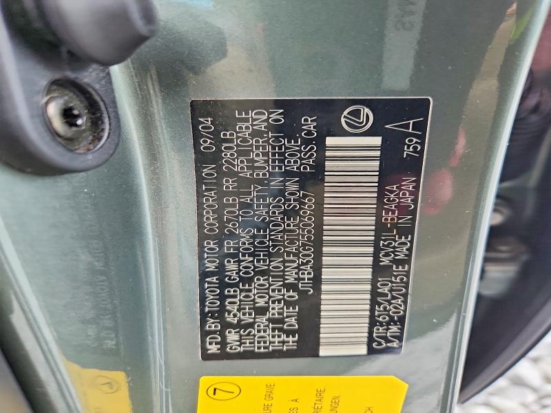 Aukcja sprzedaży 2005 Lexus Es, vin: JTHBA30G755069667, numer aukcji: 64447106