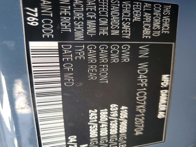 Aukcja sprzedaży 2019 Mercedes-benz Sprinter, vin: WD4PF1CD7KP120704, numer aukcji: 64001406