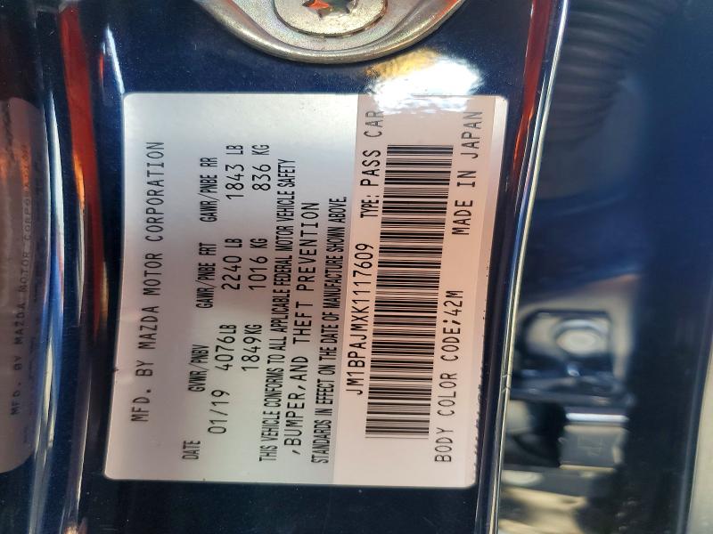Aukcja sprzedaży 2019 Mazda 3, vin: JM1BPAJMXK1117609, numer aukcji: 63258036