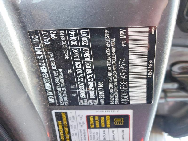 Aukcja sprzedaży 2017 Mercedes-benz Gls, vin: 4JGDF6EE8HA959574, numer aukcji: 67187296