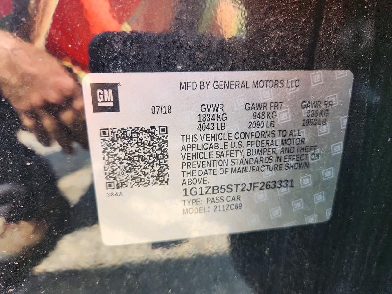 66957616 :رقم المزاد ، 1G1ZB5ST2JF263331 vin ، 2018 Chevrolet Malibu مزاد بيع